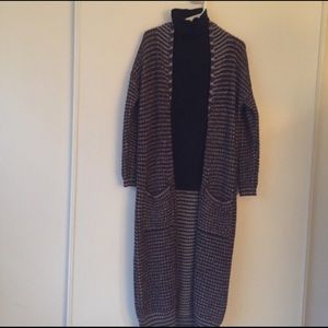 UO long burgundy/gray duster cardigan | Size XS/S